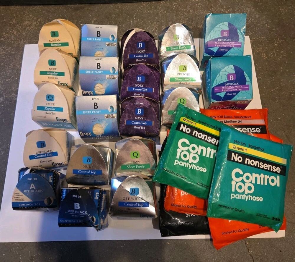 VTG Pantyhose Bulk Lot 28 NOS Leggs Eggs No Nonsense Sheer Energy Control Top